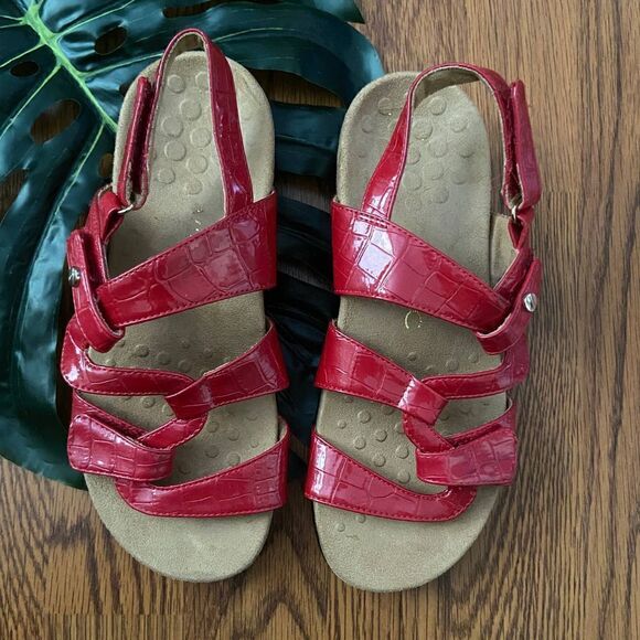 Vionic Women's Paros Backstrap Sandal Red Croco Size 5 - Picture 1 of 3